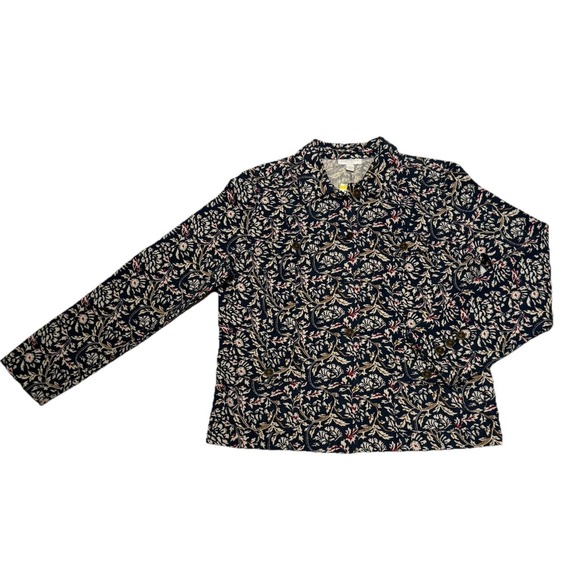 Charter Club Jackets & Blazers - Charter Club Denim Jacket Floral Print Button Up Style Cotton Blend Size PM NWT